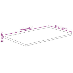 Επιφάνεια Τραπεζιού 100x60x2,5 εκ. Live Edge Μασίφ Ξύλο Μάνγκο - Pakobazaar