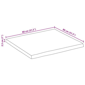 Επιφάνεια Τραπεζιού 80x80x2,5 εκ. Live Edge Μασίφ Ξύλο Μάνγκο - Pakobazaar