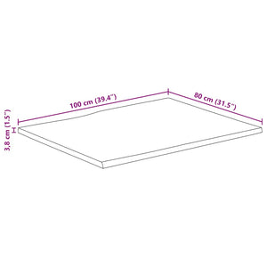 Επιφάνεια Τραπεζιού 100x80x3,8 εκ. Live Edge Μασίφ Ξύλο Μάνγκο - Pakobazaar