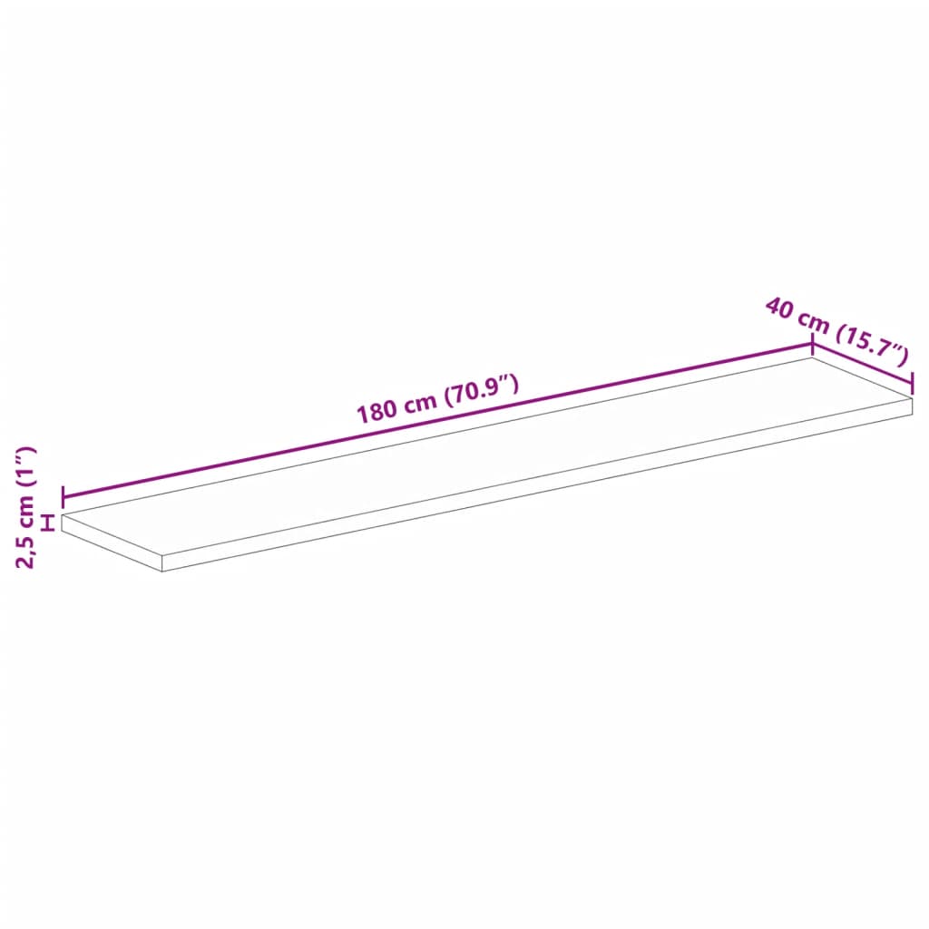 Επιφάνεια Τραπεζιού Ορθογώνια 180x40x2,5 εκ. Μασίφ Ξύλο Ακακίας - Pakobazaar