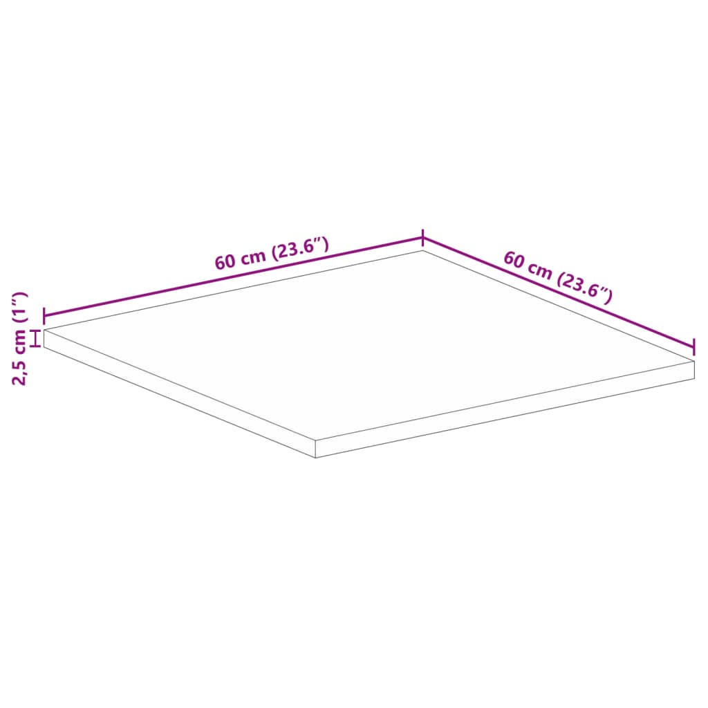 Επιφάνεια Τραπεζιού Τετράγωνη 60x60x2,5 εκ. Μασίφ Ξύλο Οξιάς - Pakobazaar