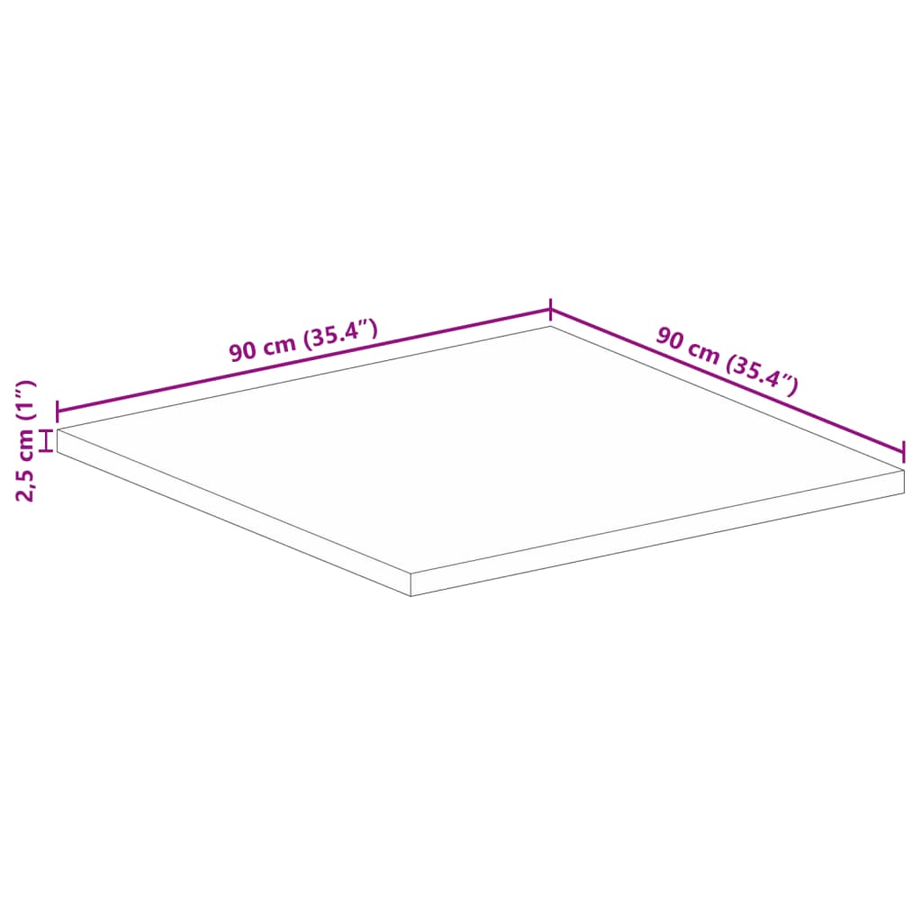 Επιφάνεια Τραπεζιού Τετράγωνη 90x90x2,5 εκ. Μασίφ Ξύλο Ακακίας - Pakobazaar