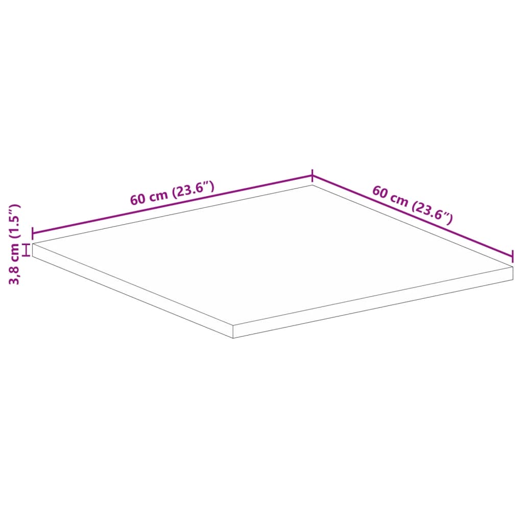 Επιφάνεια Τραπεζιού Τετράγωνη 60x60x3,8 εκ. Μασίφ Ξύλο Οξιάς