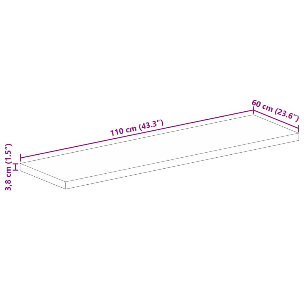 Επιφάνεια Τραπεζιού Ορθογώνια 110x60x3,8 εκ. Μασίφ Ξύλο Ακακίας - Pakobazaar