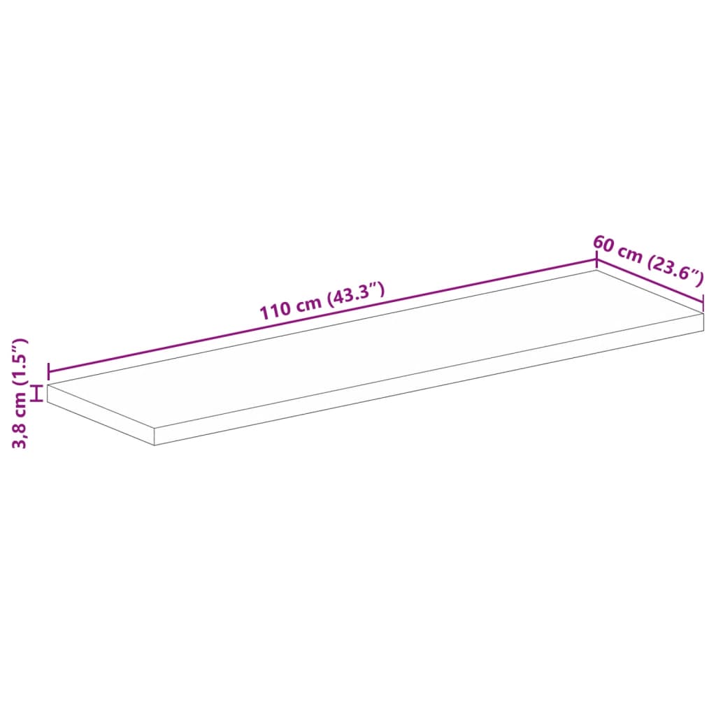 Επιφάνεια Τραπεζιού Ορθογώνια 110x60x3,8 εκ. Ανακυκλωμένο Ξύλο - Pakobazaar