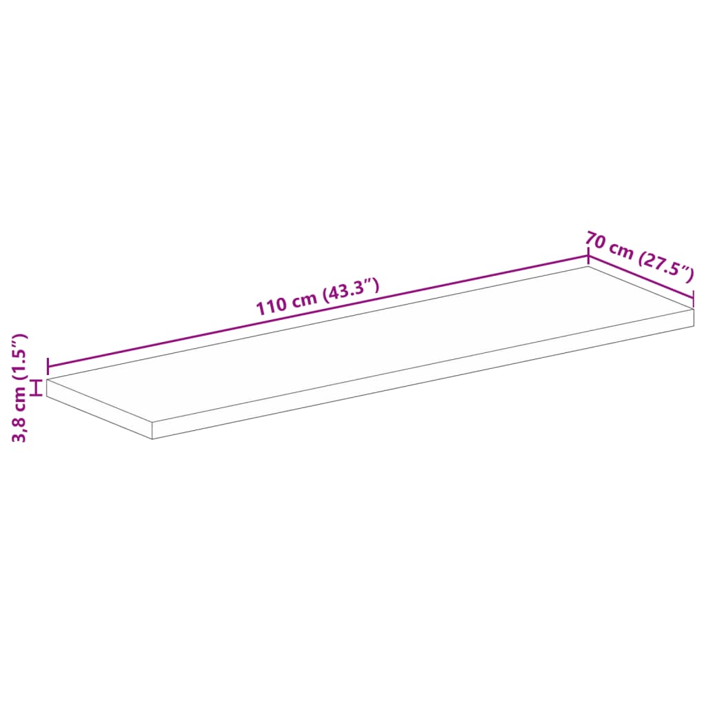 Επιφάνεια Τραπεζιού Ορθογώνια 110x70x3,8 εκ. Ανακυκλωμένο Ξύλο