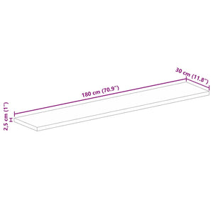 Επιφάνεια Τραπεζιού Ορθογώνια 180x30x2,5 εκ. Μασίφ Ξύλο Μάνγκο