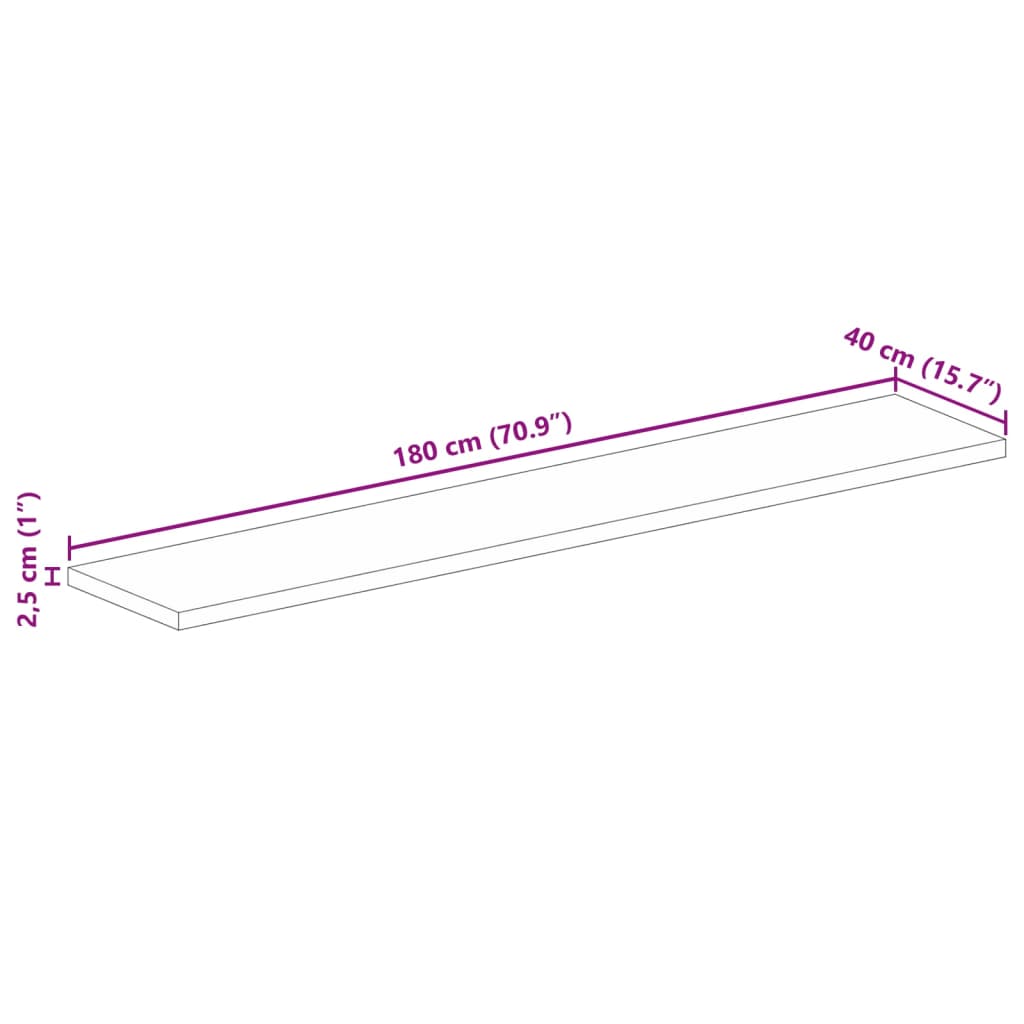 Επιφάνεια Τραπεζιού Ορθογώνια 180x40x2,5 εκ. Μασίφ Ξύλο Μάνγκο - Pakobazaar