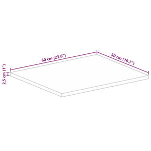 Επιφάνεια Τραπεζιού Ορθογώνια 60x50x2,5 εκ. Μασίφ Ξύλο Μάνγκο