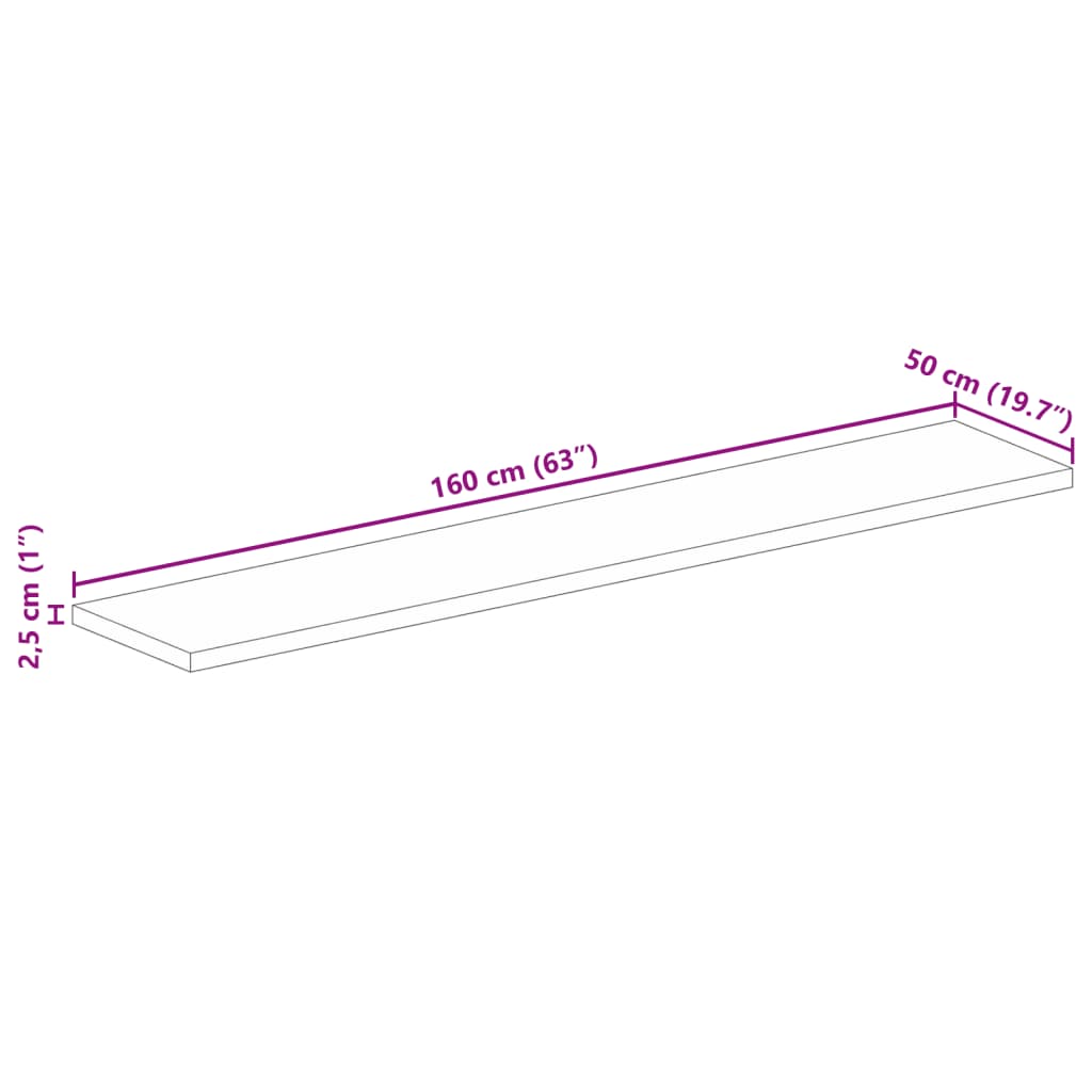 Επιφάνεια Τραπεζιού Ορθογώνια 160x50x2,5 εκ. Μασίφ Ξύλο Μάνγκο