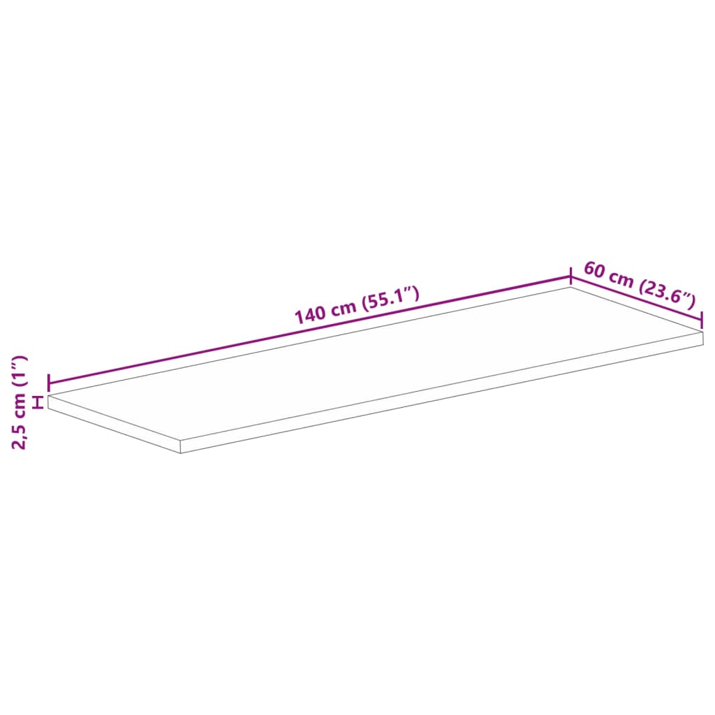 Επιφάνεια Τραπεζιού Ορθογώνια 140x60x2,5 εκ. Μασίφ Ξύλο Μάνγκο