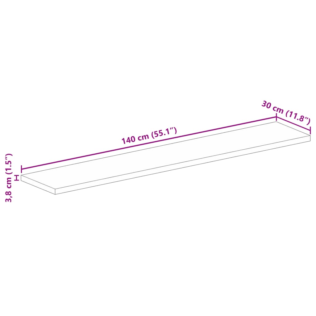 Επιφάνεια Τραπεζιού Ορθογώνια 140x30x3,8 εκ. Μασίφ Ξύλο Μάνγκο - Pakobazaar