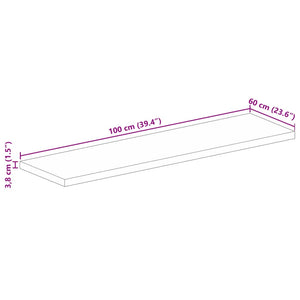 Επιτραπέζια επιφάνεια 100x60x3,8 cm Ορθογώνια από μασίφ ξύλο