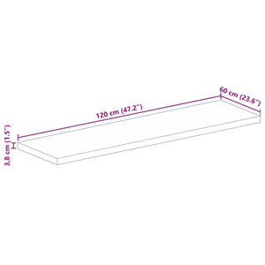 Επιτραπέζια επιφάνεια 120x60x3,8 cm Ορθογώνια από μασίφ ξύλο