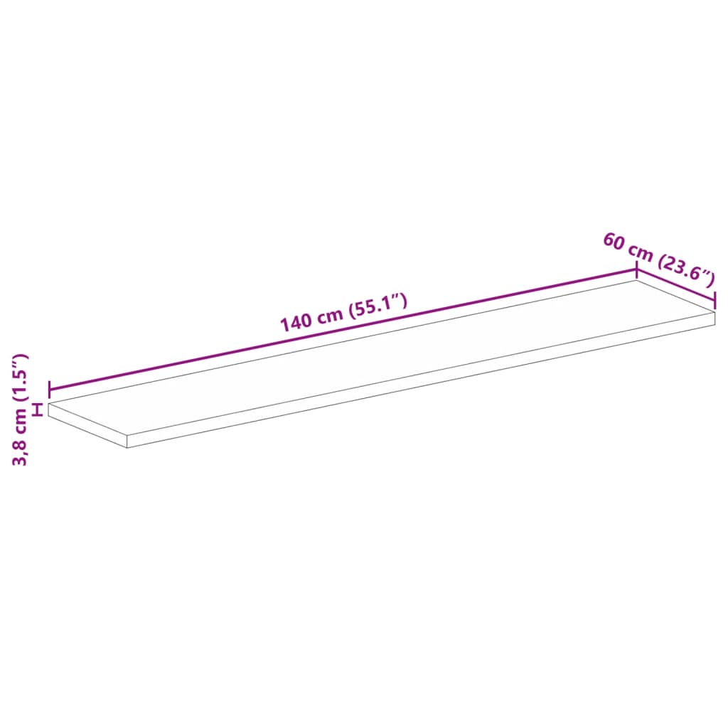 Επιτραπέζια επιφάνεια 140x60x3,8 cm Ορθογώνια από μασίφ ξύλο