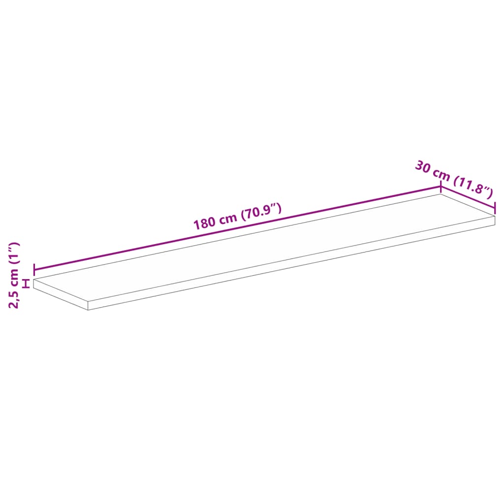 Επιφάνεια Τραπεζιού Ορθογώνια 180x30x2,5 εκ. Μασίφ Ξύλο Μάνγκο - Pakobazaar