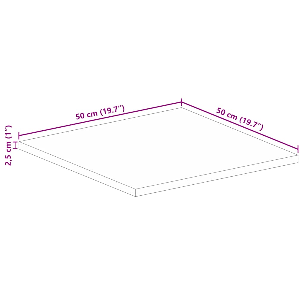 Επιφάνεια Τραπεζιού Τετράγωνη 50x50x2,5 εκ. Μασίφ Ξύλο Μάνγκο