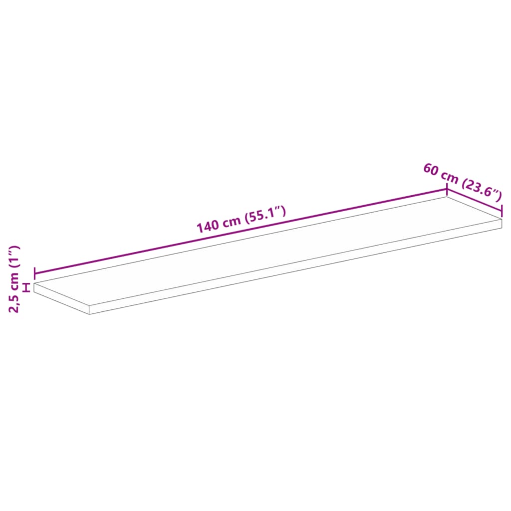 Επιφάνεια Τραπεζιού Ορθογώνια 140x60x2,5 εκ. Μασίφ Ξύλο Μάνγκο