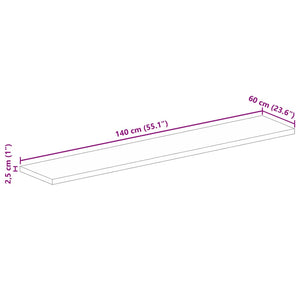 Επιφάνεια Τραπεζιού Ορθογώνια 140x60x2,5 εκ. Μασίφ Ξύλο Μάνγκο