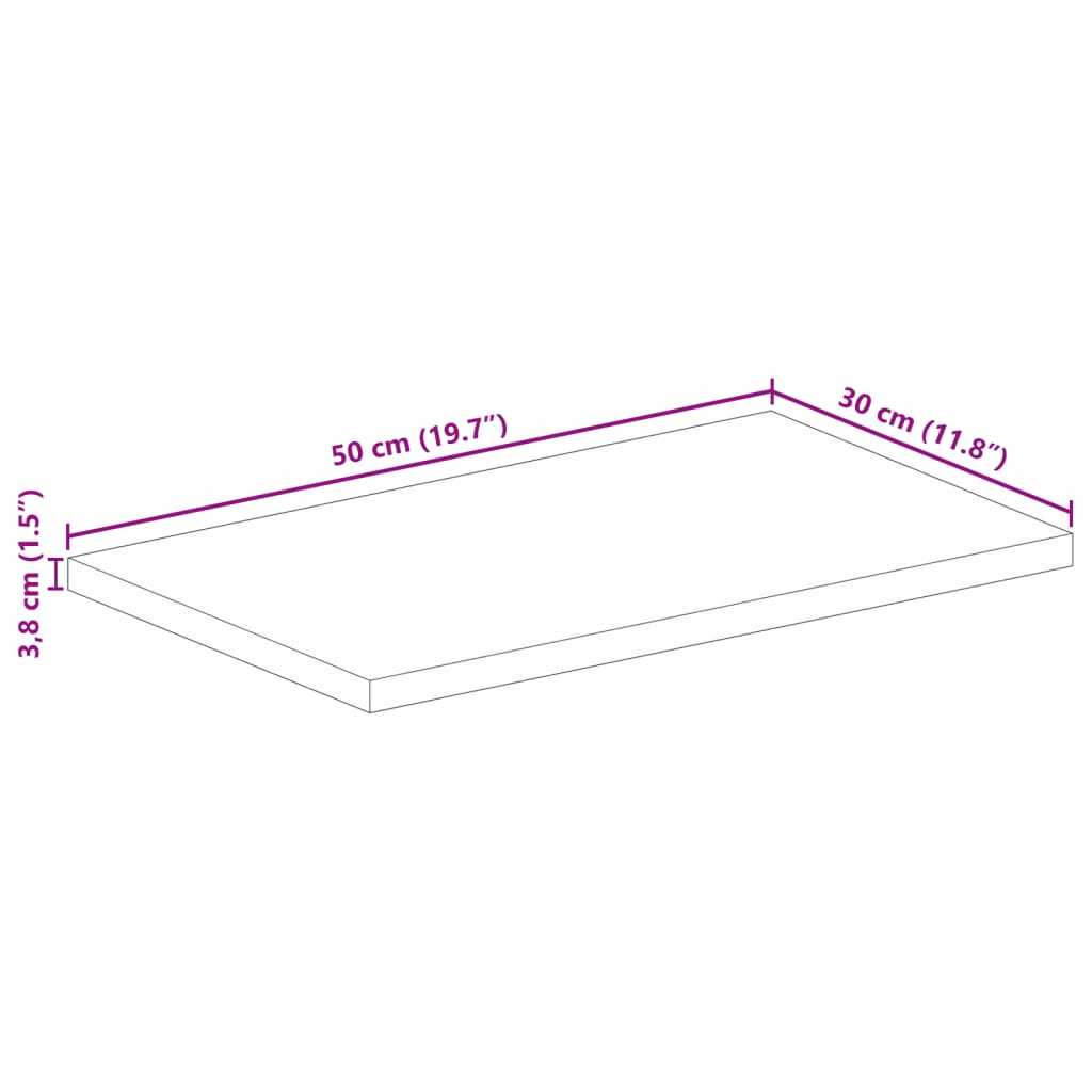 Επιφάνεια Τραπεζιού Ορθογώνια 50x30x3,8 εκ. από Μασίφ Ξύλο Μάνγκο - Pakobazaar