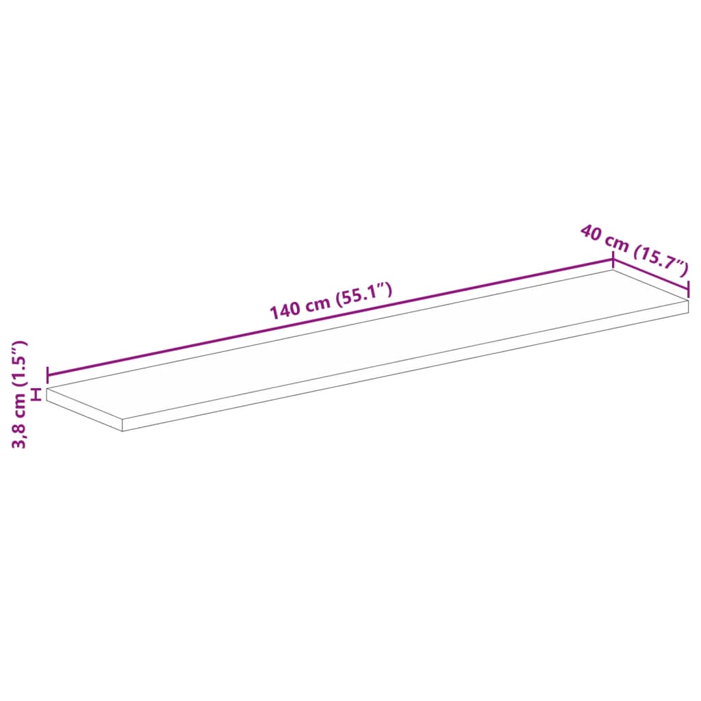 Επιφάνεια Τραπεζιού Ορθογώνια 140x40x3,8 εκ. Μασίφ Ξύλο Μάνγκο