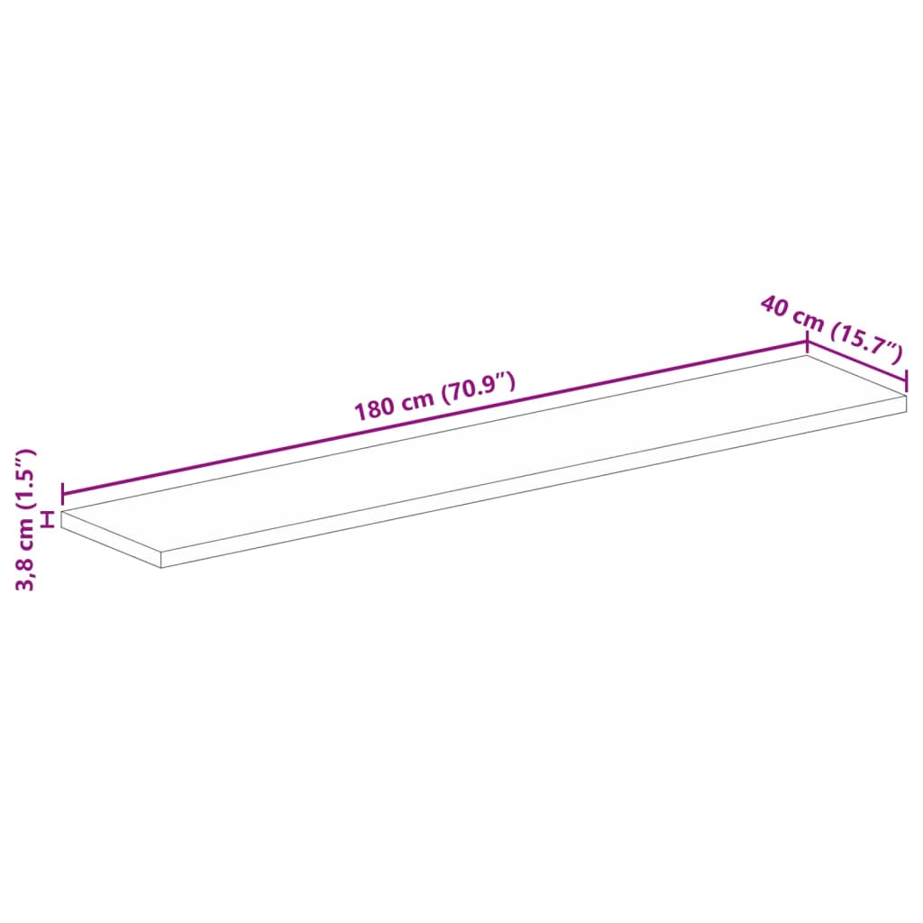 Επιφάνεια Τραπεζιού Ορθογώνια 180x40x3,8 εκ. Μασίφ Ξύλο Μάνγκο