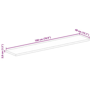Επιφάνεια Τραπεζιού Ορθογώνια 180x40x3,8 εκ. Μασίφ Ξύλο Μάνγκο - Pakobazaar