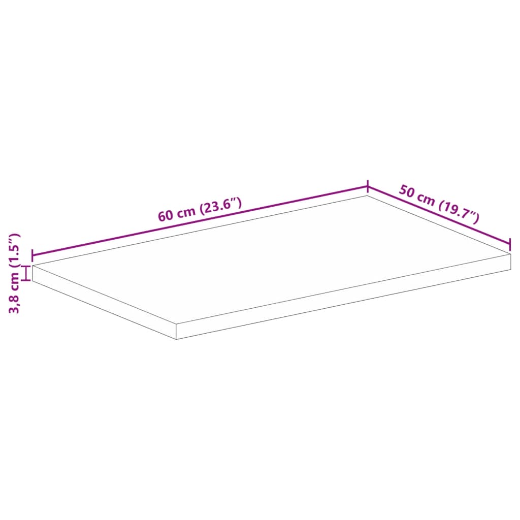 Επιφάνεια Τραπεζιού Ορθογώνια 60x50x3,8 εκ. Μασίφ Ξύλο Μάνγκο - Pakobazaar