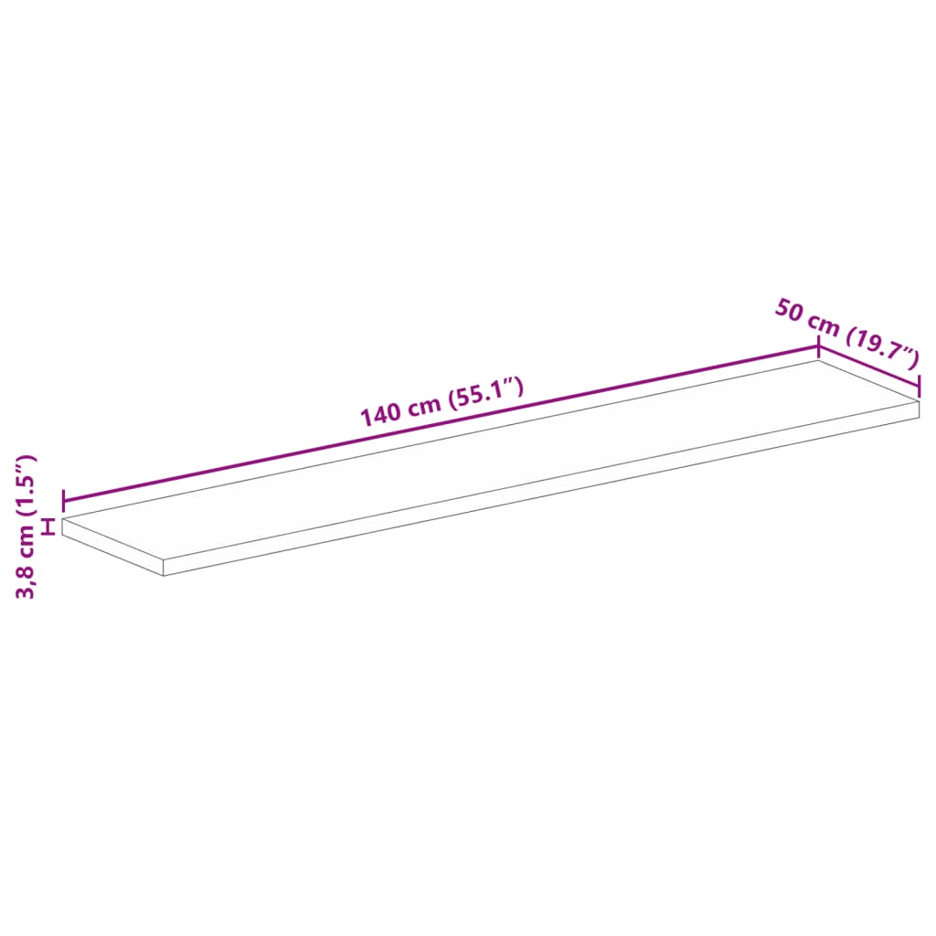 Επιφάνεια Τραπεζιού Ορθογώνια 140x50x3,8 εκ. Μασίφ Ξύλο Μάνγκο
