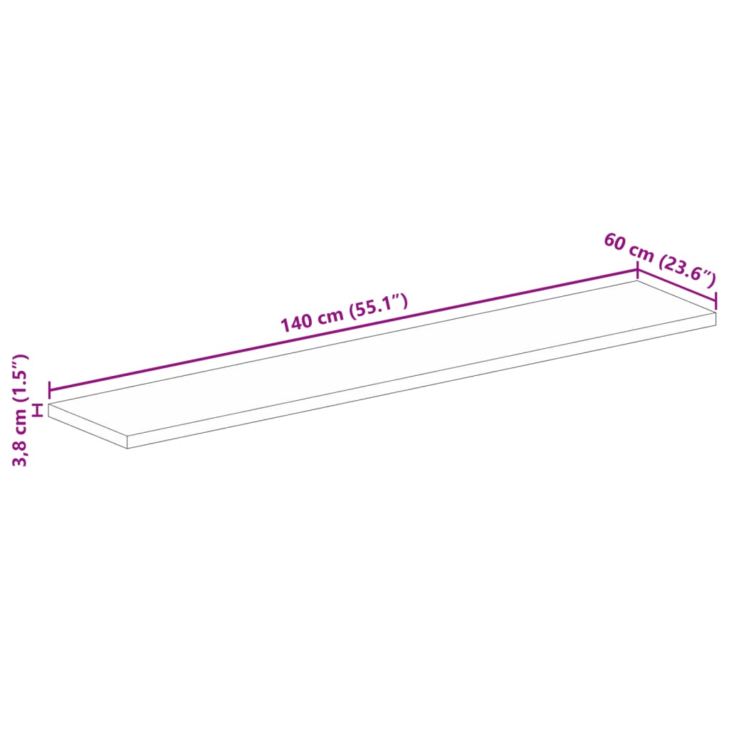 Επιφάνεια Τραπεζιού Ορθογώνια 140x60x3,8 εκ. Μασίφ Ξύλο Μάνγκο
