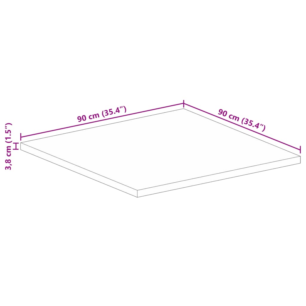 Επιφάνεια Τραπεζιού Τετράγωνη 90x90x3,8 εκ. Μασίφ Ξύλο Μάνγκο