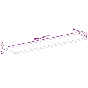 Επιφάνεια Τραπεζιού Ορθογώνια 140x30x2,5 εκ. Μασίφ Ξύλο Μάνγκο