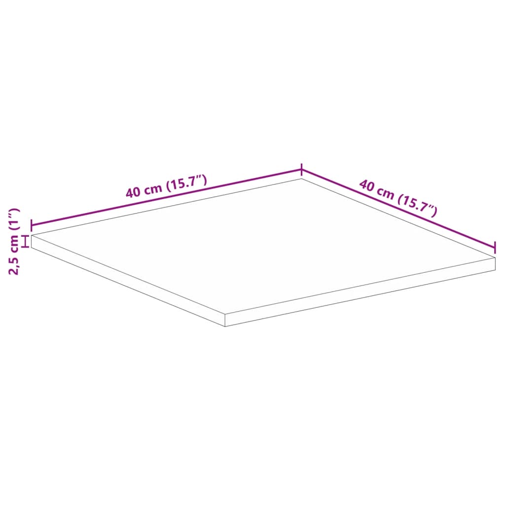 Επιφάνεια Τραπεζιού Τετράγωνη 40x40x2,5 εκ. Μασίφ Ξύλο Μάνγκο