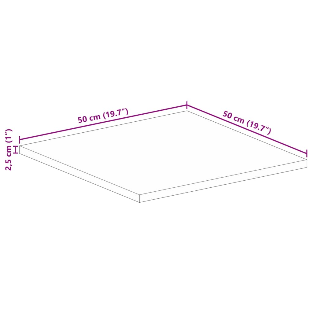 Επιφάνεια Τραπεζιού Τετράγωνη 50x50x2,5 εκ. Μασίφ Ξύλο Μάνγκο