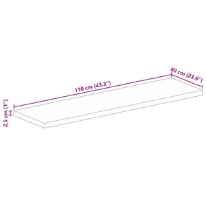 Επιτραπέζια επιφάνεια 110x60x2,5 cm Ορθογώνια από μασίφ ξύλο - Pakobazaar