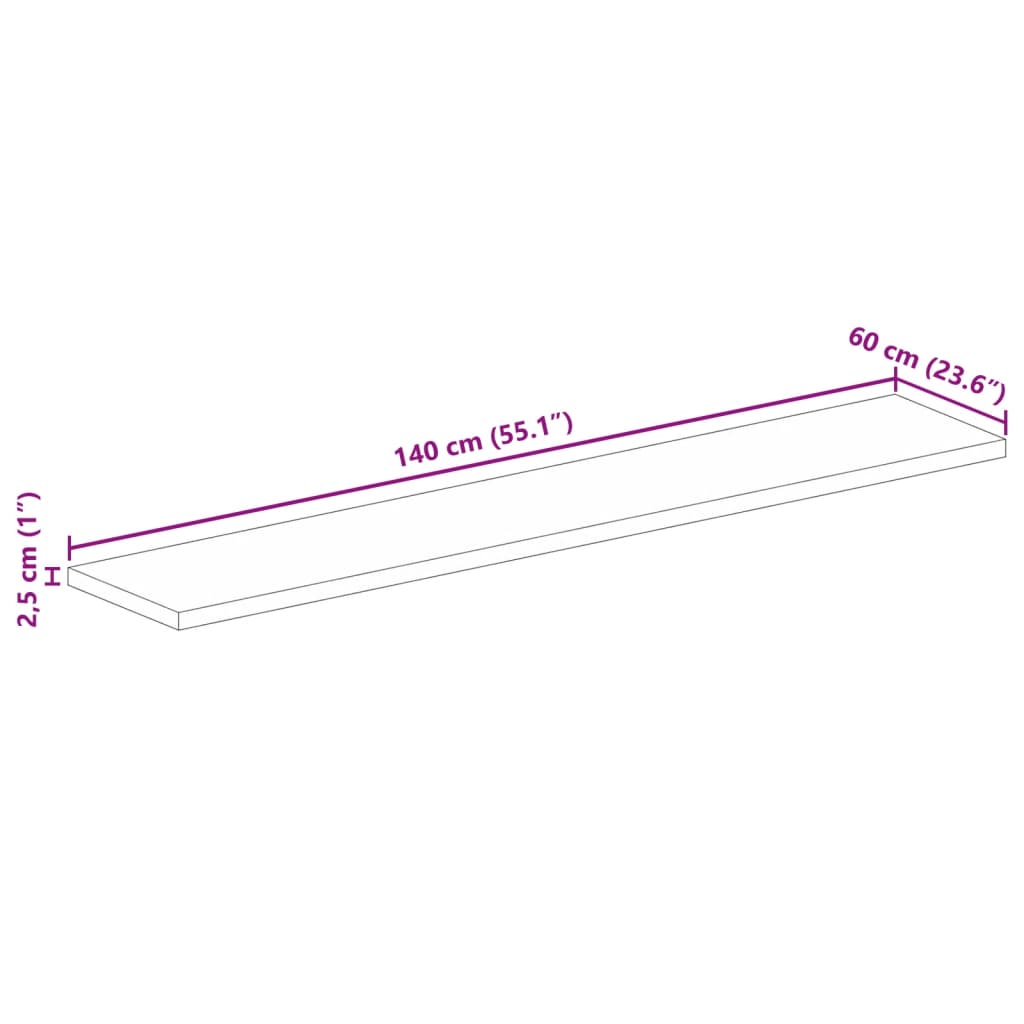 Επιφάνεια Τραπεζιού Ορθογώνια 140x60x2,5 εκ. Μασίφ Ξύλο Μάνγκο