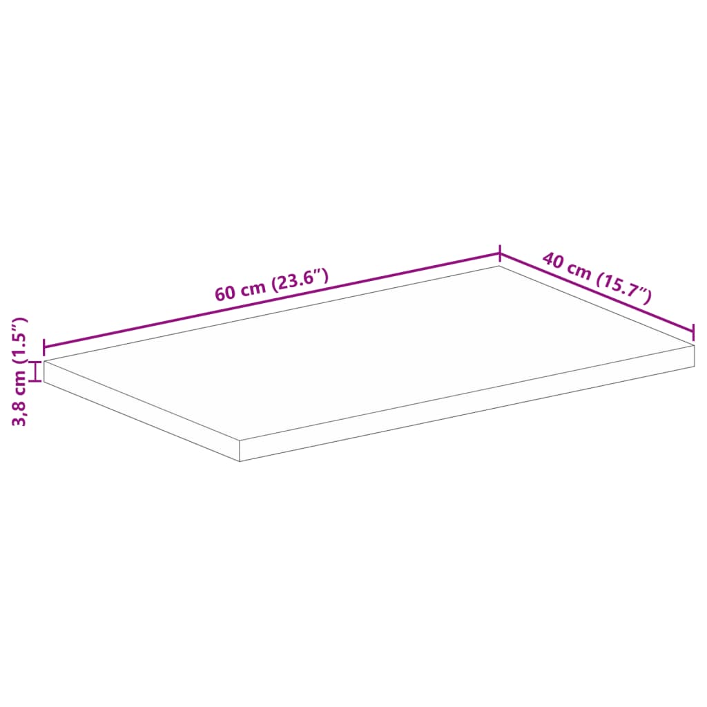 Επιφάνεια Τραπεζιού Ορθογώνια 60x40x3,8 εκ. Μασίφ Ξύλο Μάνγκο