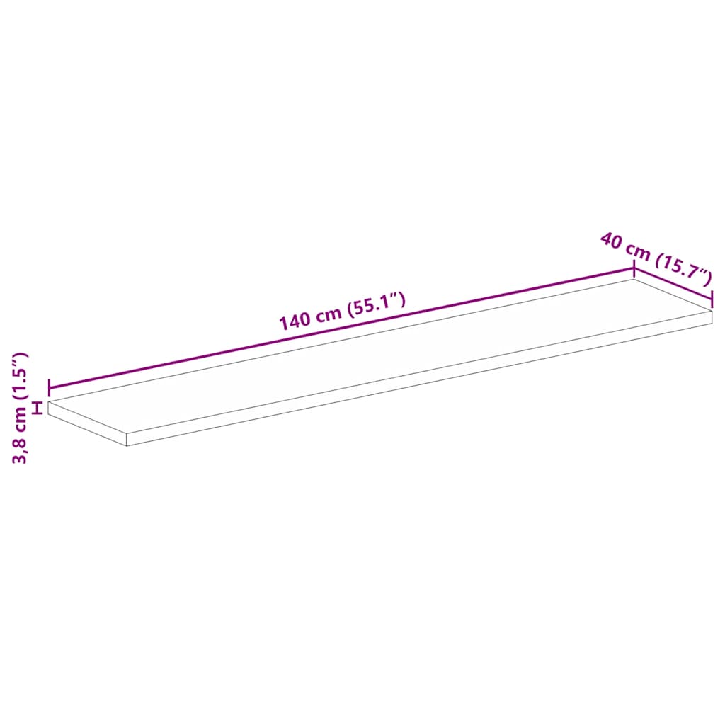 Επιφάνεια Τραπεζιού Ορθογώνια 140x40x3,8 εκ. Μασίφ Ξύλο Μάνγκο