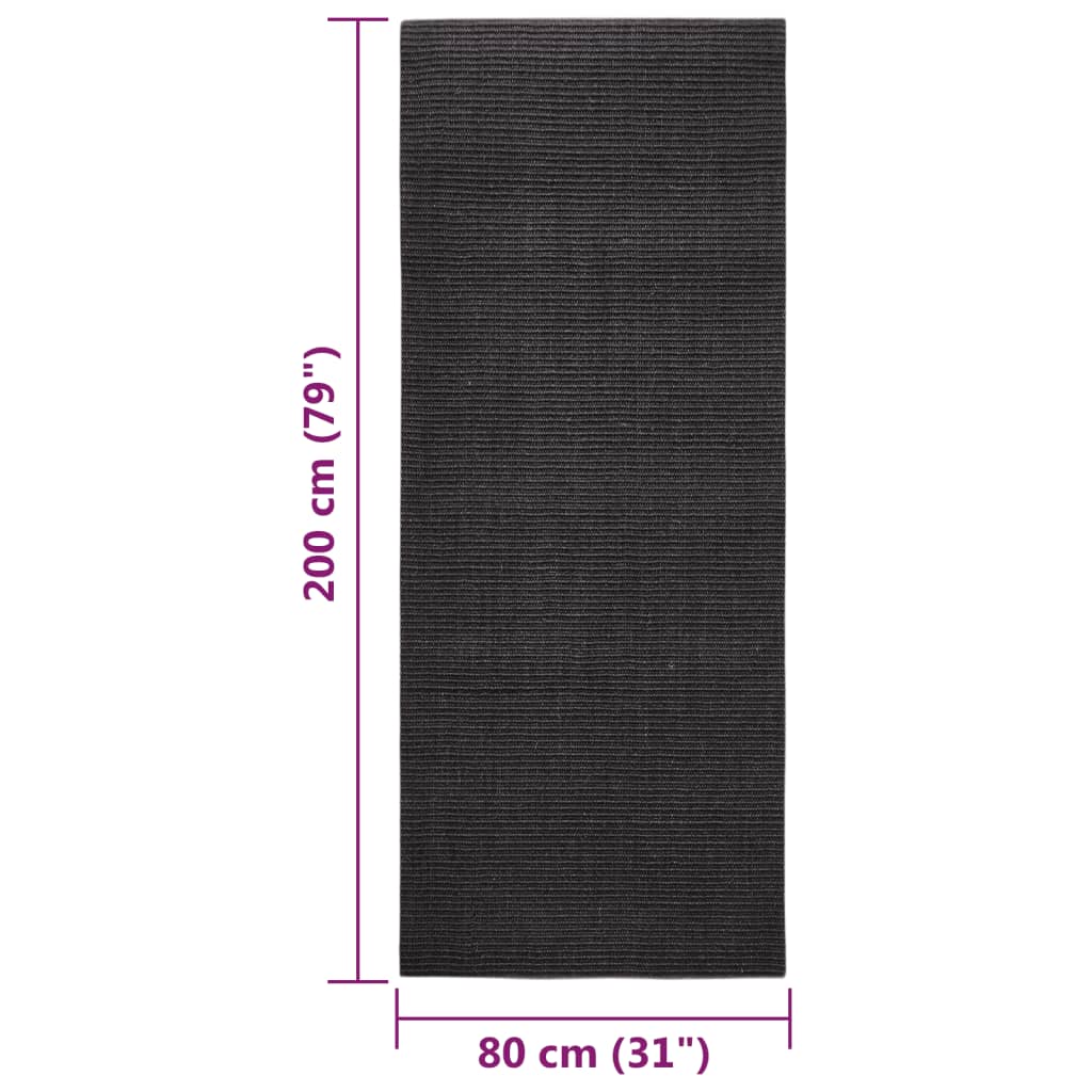 Χαλί για Ονυχοδρόμιο Μαύρο 80 x 200 εκ. από Σιζάλ