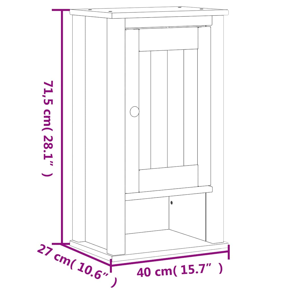 Ντουλάπι Μπάνιου Επιτοίχιο BERG Μαύρο 40x27x71,5 εκ Μασίφ Πεύκο - Pakobazaar
