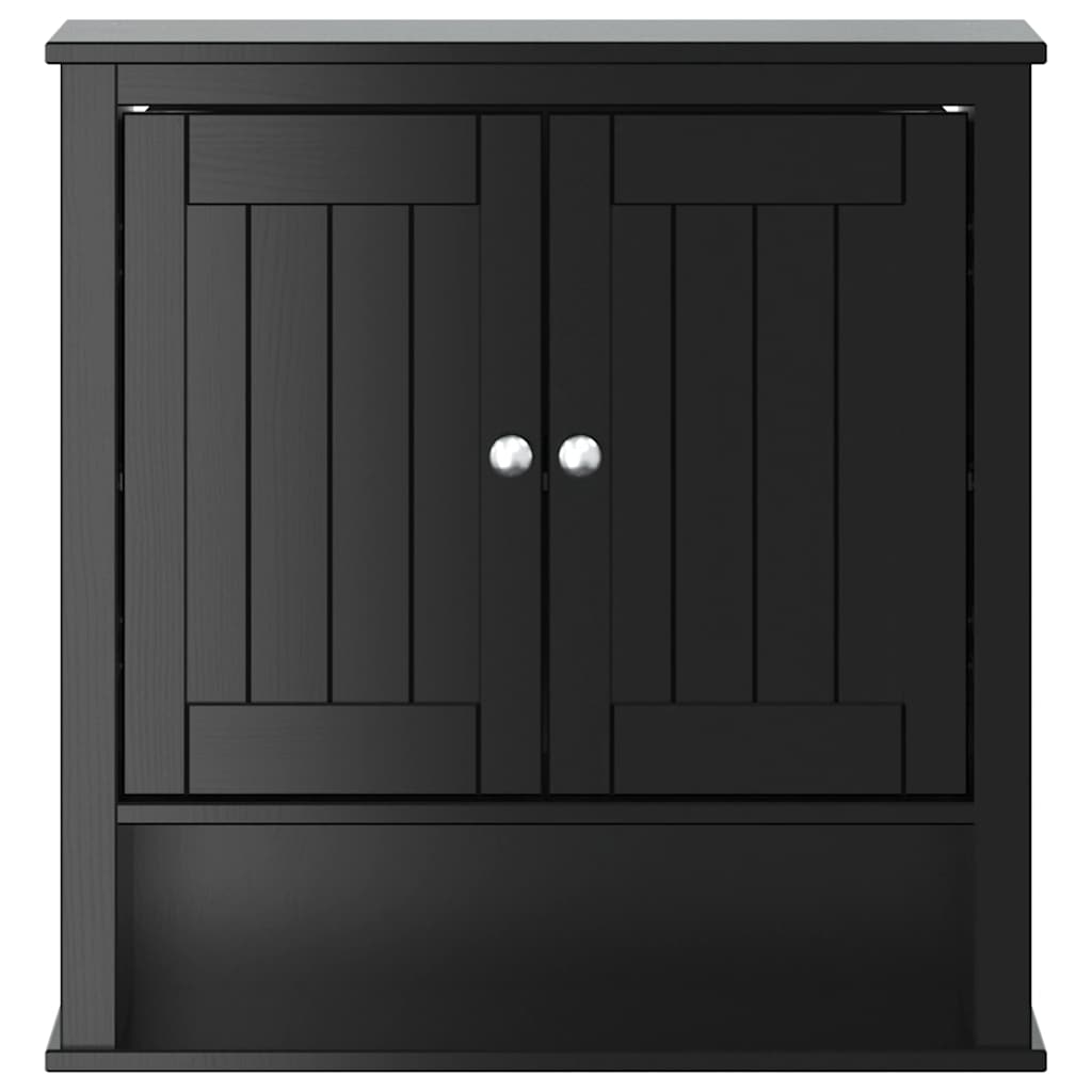 Ντουλάπι Μπάνιου Επιτοίχιο BERG Μαύρο 69,5x27x71,5εκ Μασίφ Ξύλο - Pakobazaar
