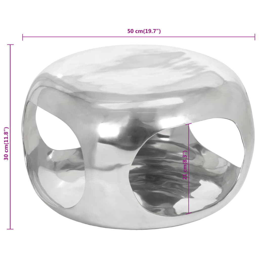 Τραπεζάκι Σαλονιού Ασημί 50 x 50 x 30 εκ. από Αλουμίνιο