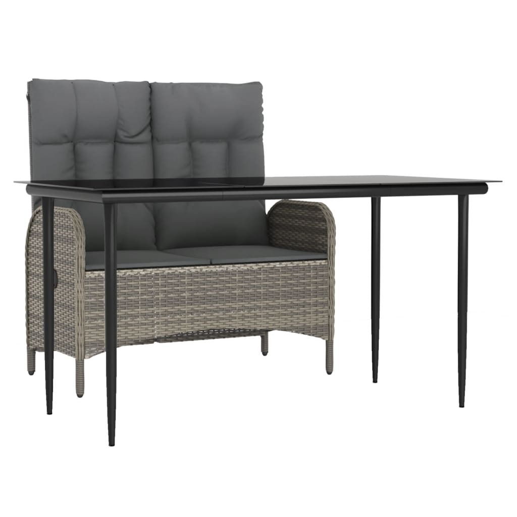 Σετ Τραπεζαρίας Κήπου 2 τεμ. Γκρι Συνθ. Ρατάν με Μαξιλάρια