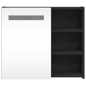 Καθρέφτης Μπάνιου με Ντουλάπι & LED Μαύρο 60 x 13 x 52 εκ.