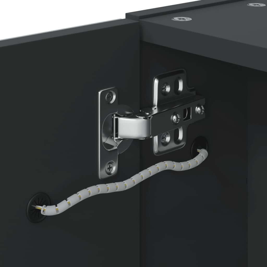 Καθρέφτης Μπάνιου με Ντουλάπι & LED Μαύρο 60 x 13 x 52 εκ.