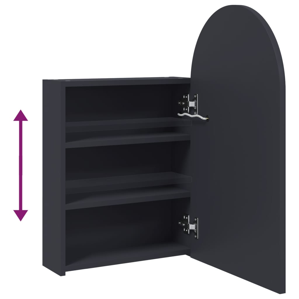 Καθρέφτης Μπάνιου με Ντουλάπι & LED Αψίδα Γκρι 42x13x70 εκ.