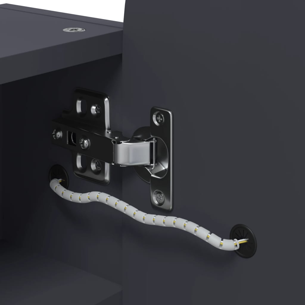 Καθρέφτης Μπάνιου με Ντουλάπι & LED Αψίδα Γκρι 42x13x70 εκ.