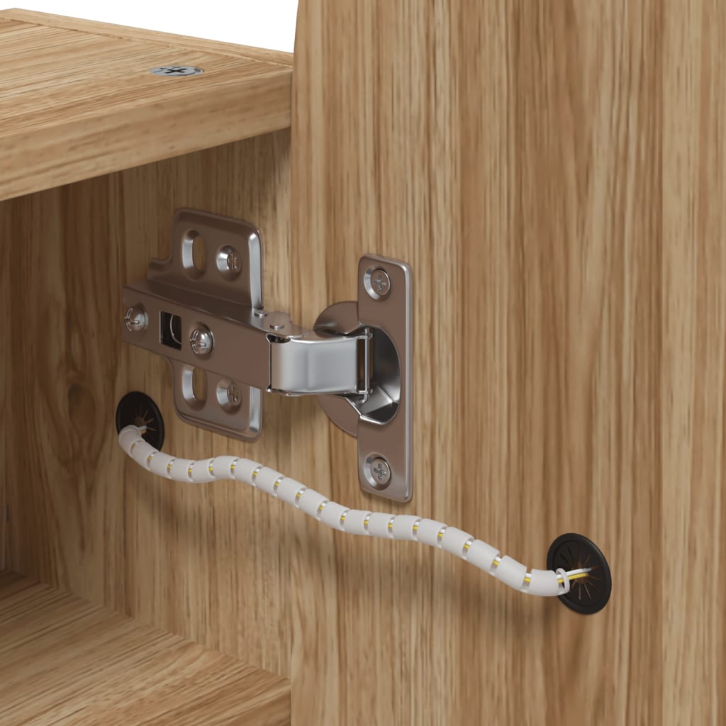 Καθρέφτης Μπάνιου με Ντουλάπι & LED Αψίδα Δρυός 42x13x70 εκ.