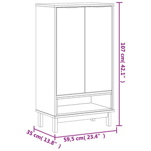 Παπουτσοθήκη FLAM 59,5 x 35 x 107 εκ. από Μασίφ Ξύλο Πεύκου