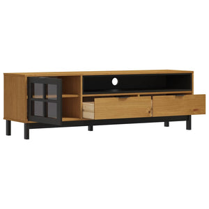Έπιπλο Τηλεόρασης FLAM 158x40x50 εκ. Μασίφ Πεύκο Γυάλινη Πόρτα
